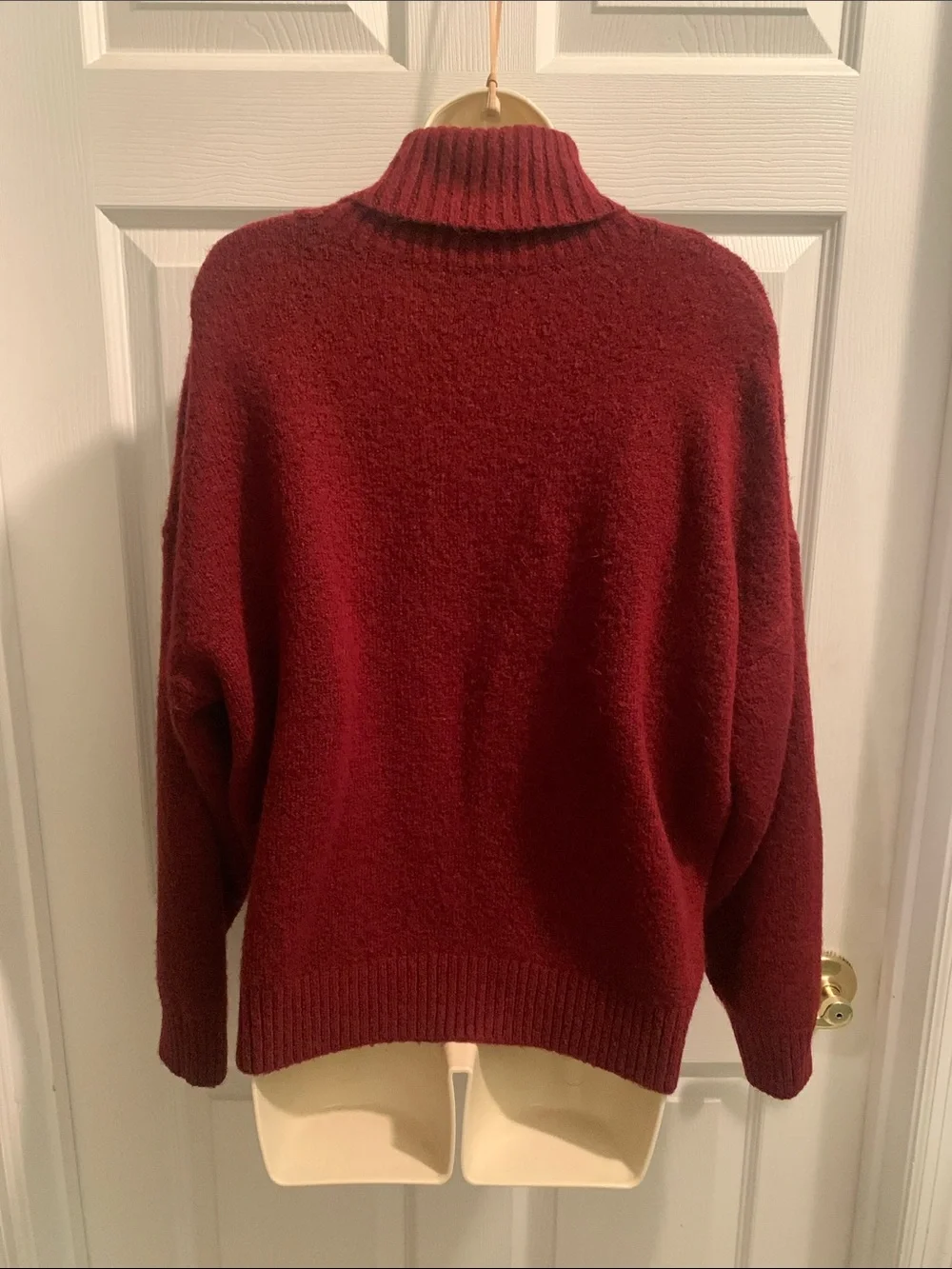 Cider Burgundy Ribbed Cowl Turtleneck Sweater